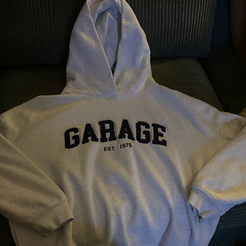 Garage Gray Hoodie with Navy Logo